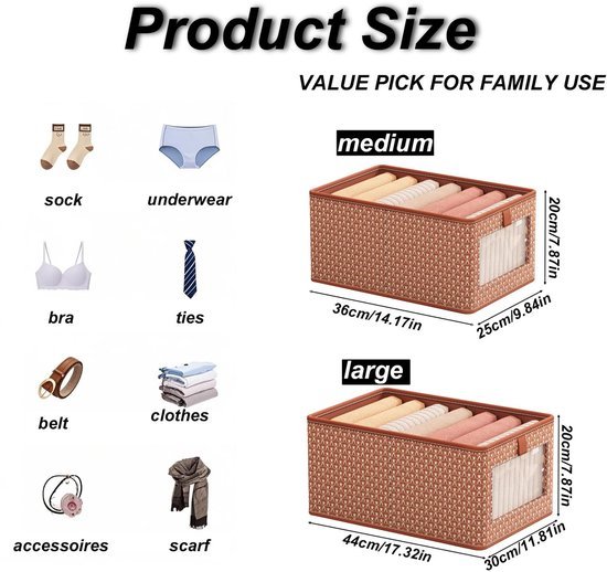 Ibenzoa® Stoffen opvouwbare opbergdozen met venster voor georganiseerde opslag