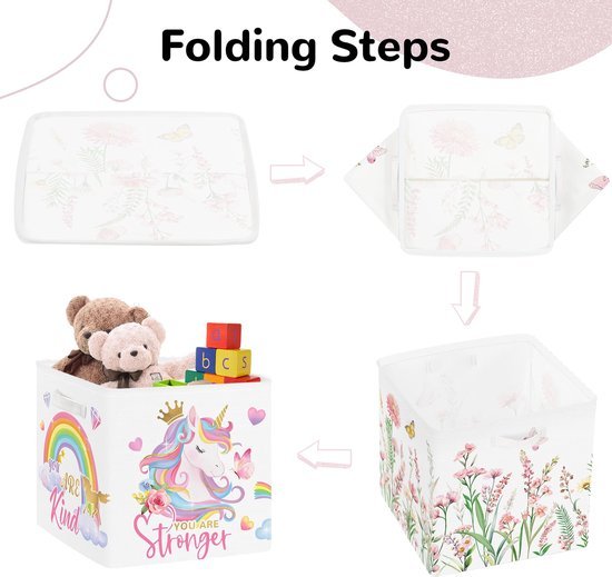 Ibenzoa® Set van drie opvouwbare opbergdozen met bloemenmotief en handgrepen