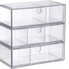 Ibenzoa® Set van drie doorzichtige acryl opbergdozen met stapelbare laden en scheidingswanden Ibenzoa® Set van drie doorzichtige acryl opbergdozen met stapelbare laden en scheidingswanden