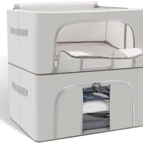 Ibenzoa® en stapelbare opbergdozen met rits en metalen frame voor kleding