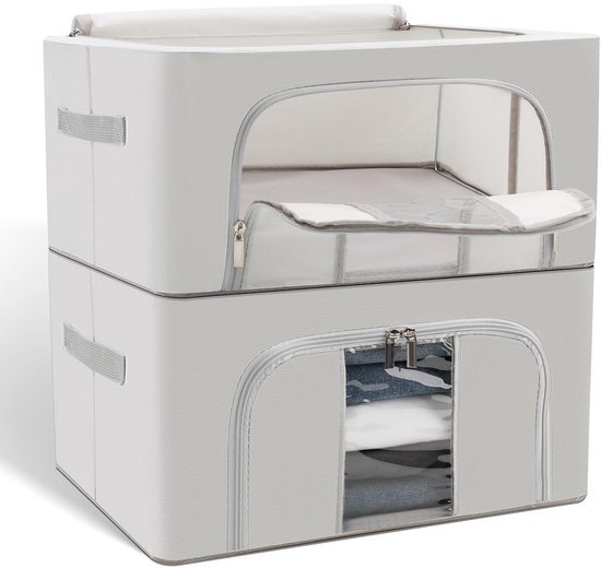 Ibenzoa® en stapelbare opbergdozen met rits en metalen frame voor kleding Ibenzoa® en stapelbare opbergdozen met rits en metalen frame voor kleding