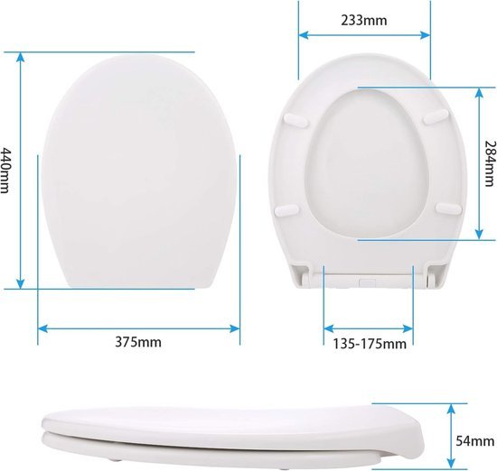 Ibenzoa® Ergonomische toiletbril met stille sluiting en verstelbare scharnieren Ibenzoa® Ergonomische toiletbril met stille sluiting en verstelbare scharnieren