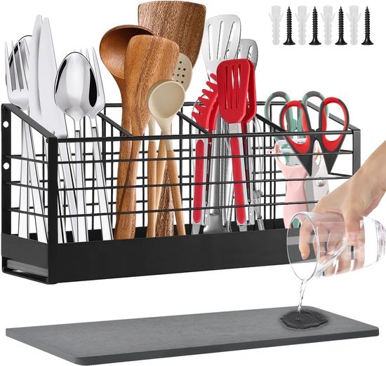 Ibenzoa® Stijlvolle en functionele keukengereihouder met vier vakken voor werkblad of wand