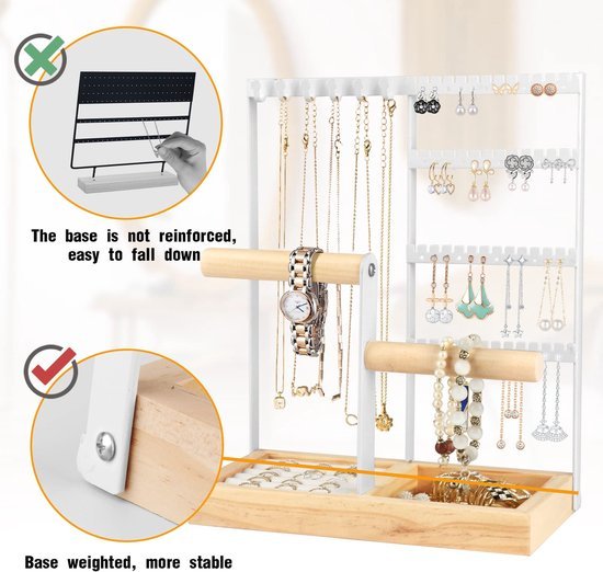 Ibenzoa® Elegante witte sieradenstandaard voor overzichtelijke opberging van juwelen