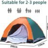 Ibenzoa® Automatische pop-up tent voor twee personen ideaal voor kamperen en strand