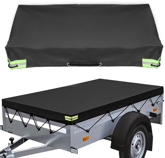 Ibenzoa® Weerbestendig afdekzeil voor aanhangers met reflecterende strepen en elastische touwen