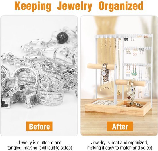 Ibenzoa® Elegante witte sieradenstandaard voor overzichtelijke opberging van juwelen