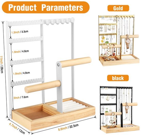 Ibenzoa® Elegante witte sieradenstandaard voor overzichtelijke opberging van juwelen