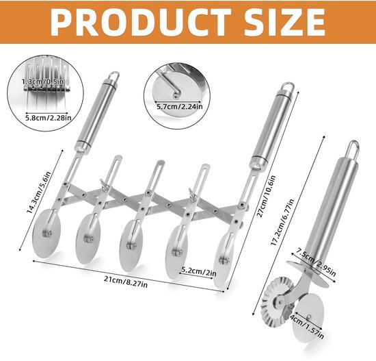 Ibenzoa® Multifunctionele roestvrijstalen deegsnijder met vijf wielen en handvat