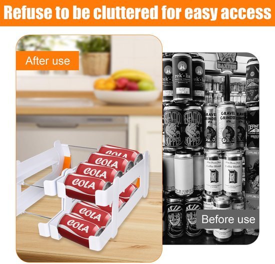 Ibenzoa® Ruime en praktische drankblikjes-organizer voor koelkast met rollende lade