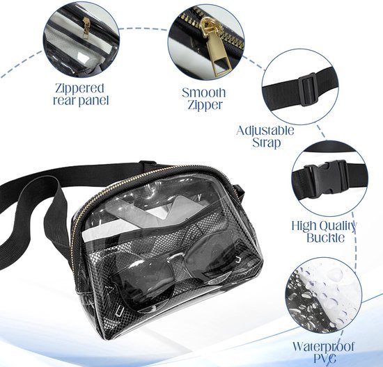 Ibenzoa® Transparante schoudertas met verstelbare riem voor evenementen en dagelijks gebruik Ibenzoa® Transparante schoudertas met verstelbare riem voor evenementen en dagelijks gebruik