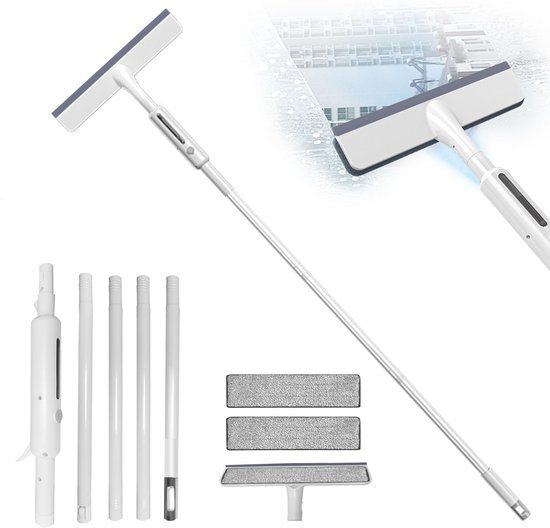 Ibenzoa® Innovatieve raamreiniger met sproeifunctie en verlengstang voor hoge ramen