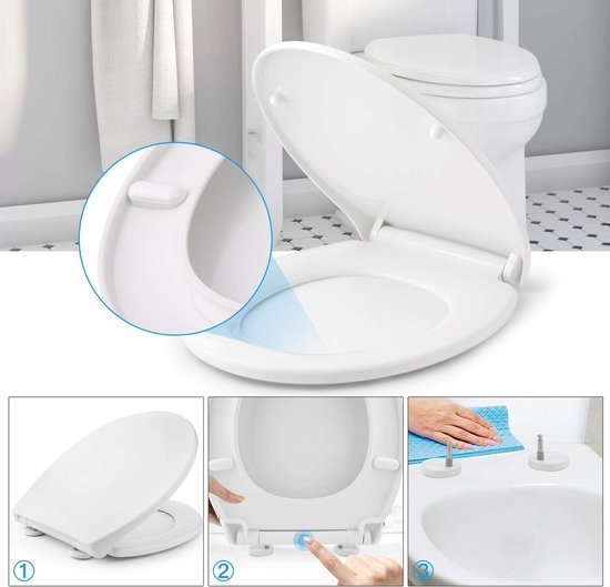 Ibenzoa® Ergonomische toiletbril met stille sluiting en verstelbare scharnieren Ibenzoa® Ergonomische toiletbril met stille sluiting en verstelbare scharnieren