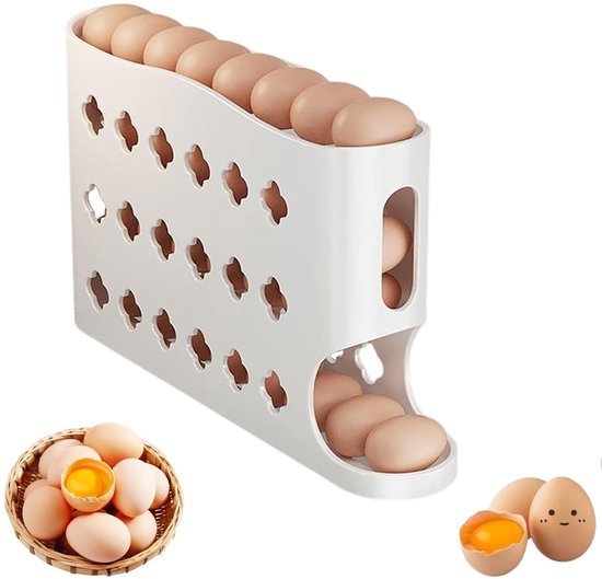Ibenzoa® Ruimtebesparende eierhouder met vier etages voor veilig opbergen van 30 eieren