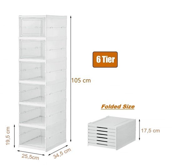 Ibenzoa® Ruimtebesparende stapelbare schoenenboxen met transparante deuren voor maat 46