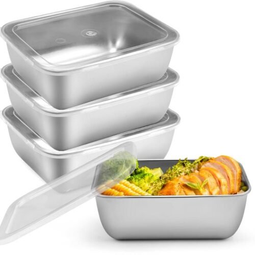 Ibenzoa® Set van vier roestvrijstalen vershouddozen