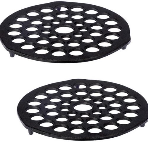 Ibenzoa® Set van twee ronde gietijzeren grillroosters met drie poten voor veelzijdig gebruik