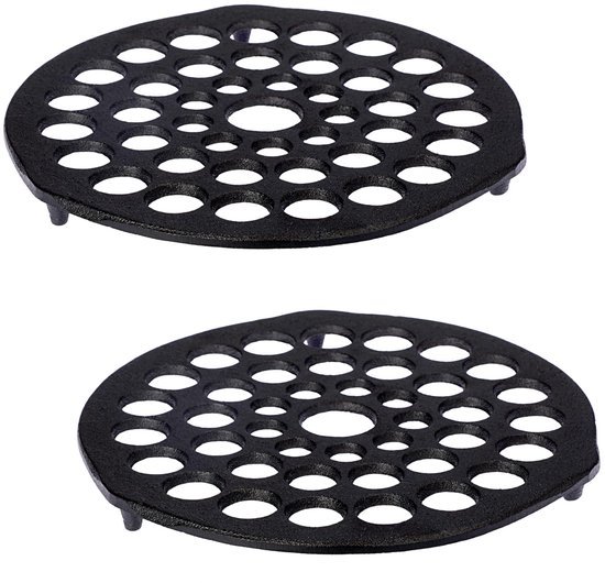 Ibenzoa® Set van twee ronde gietijzeren grillroosters met drie poten voor veelzijdig gebruik
