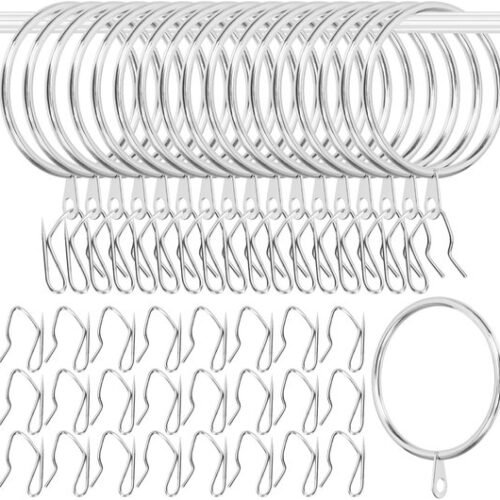Ibenzoa® Set van 30 stevige metalen gordijnringen met haken voor diverse gordijnen