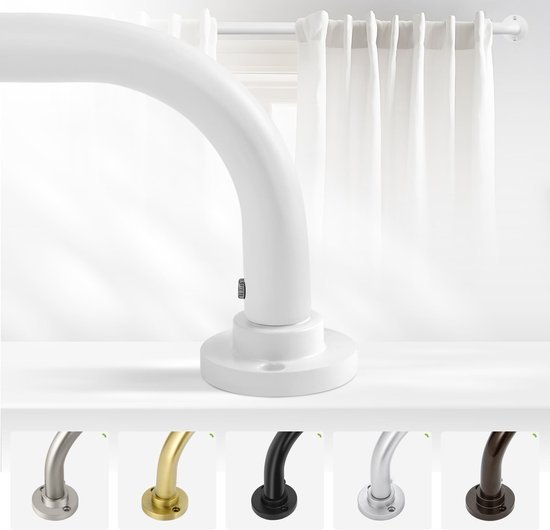 Unyqoos® Verstelbare witte gordijnstangen voor verduistering en isolatie in huis