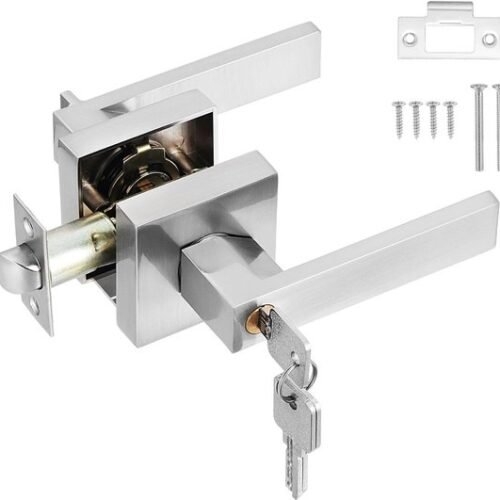 Ibenzoa® Moderne zilveren deurklink met slot voor veiligheid en stijl in huis