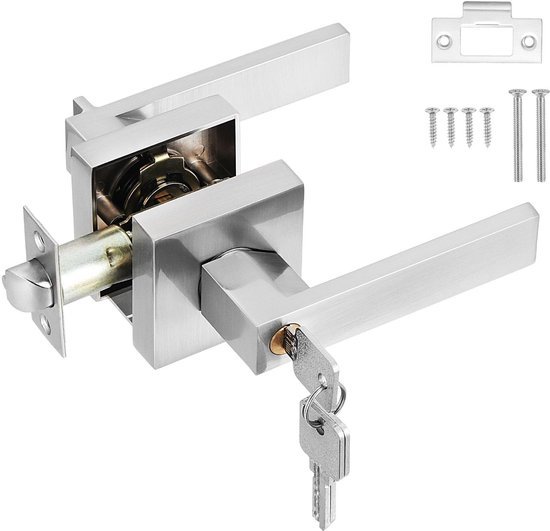 Ibenzoa® Moderne zilveren deurklink met slot voor veiligheid en stijl in huis