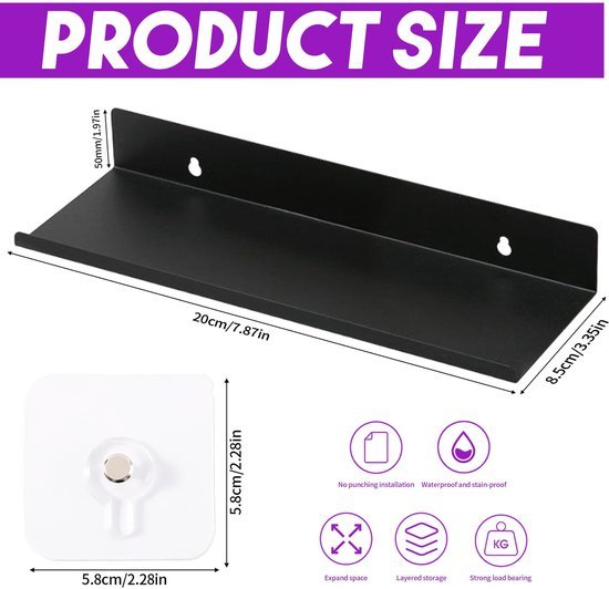 Ibenzoa® Twee stuks zelfklevende zwevende wandplanken voor veelzijdig gebruik thuis en op kantoor