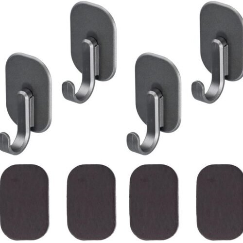 Ibenzoa® Set van 4 Magneethaken in Zwart voor Diverse Oppervlakken en Ruimtes