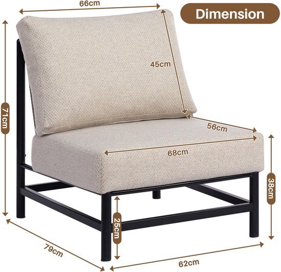 Ibenzoa® Comfortabele en Stijlvolle Relaxstoel met Metalen Frame voor Elke Kamer