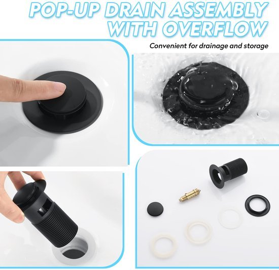 Ibenzoa® Moderne matzwarte badkamerkraan met watervaluitloop en afvoergarnituur Ibenzoa® Moderne matzwarte badkamerkraan met watervaluitloop en afvoergarnituur