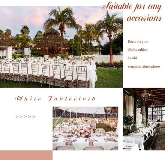 Ibenzoa® Set van vier elegante witte tafelkleden voor diverse gelegenheden