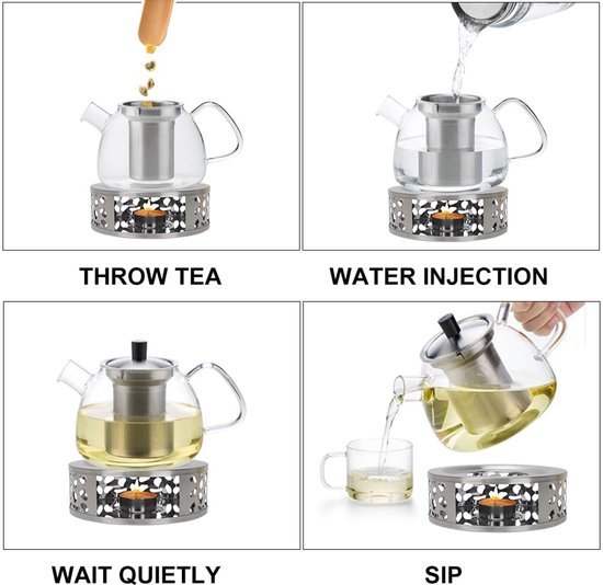 Unyqoos® Glazen theepot met zeef en voor 1500ml