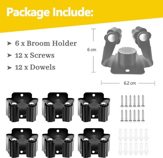 Ibenzoa® set van 6 ophangsystemen voor gereedschap in huis en tuin