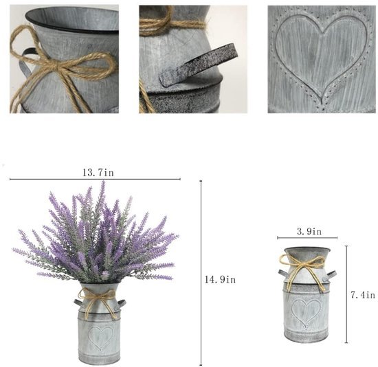 Ibenzoa® Rustieke lavendelbloemen met metalen vaas voor sfeervolle decoratie Ibenzoa® Rustieke lavendelbloemen met metalen vaas voor sfeervolle decoratie