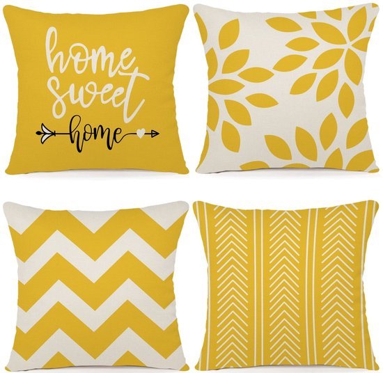 Ibenzoa® Set van 4 decoratieve kussenhoezen 50x50 cm voor binnen en buiten