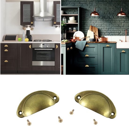 Ibenzoa® Set van 12 metalen retro schelpgrepen voor kasten en lades