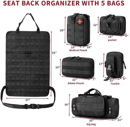 Ibenzoa® Waterdichte autostoelorganizer met afneembare tassen voor veelzijdige opslag