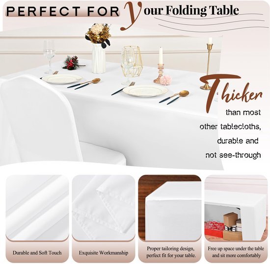Ibenzoa® Set van 2 wasbare tafelkleden voor klaptafels en evenementen