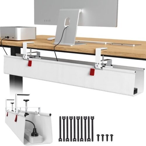 Ibenzoa® Witte kabelmanagement goot met klem en schroefmontage voor bureau