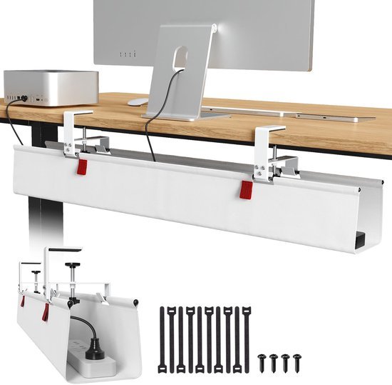 Ibenzoa® Witte kabelmanagement goot met klem en schroefmontage voor bureau