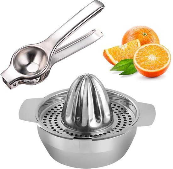 Ibenzoa® Roestvrijstalen handmatige citruspers set voor diverse fruitsoorten met container