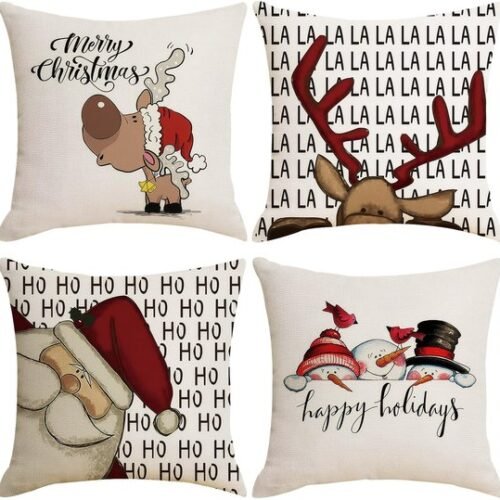 Unyqoos® Set van vier sierlijke kussenslopen voor kerstdecoratie in huis
