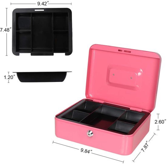 Unyqoos® Roze geldkistje met spaarfunctie en sleutelvergrendeling voor veilig sparen, roze, 20*25*9 cm Unyqoos® Roze geldkistje met spaarfunctie en sleutelvergrendeling voor veilig sparen, roze, 20*25*9 cm