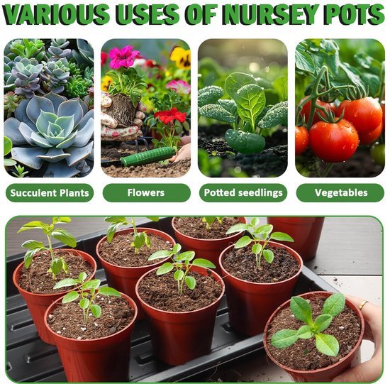 Unyqoos® Ronde kunststof plantenpotten voor succulenten met goede waterafvoer