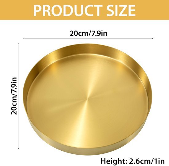 Ibenzoa® Rond goudkleurig dienblad van metaal voor stijlvolle organisatie thuis