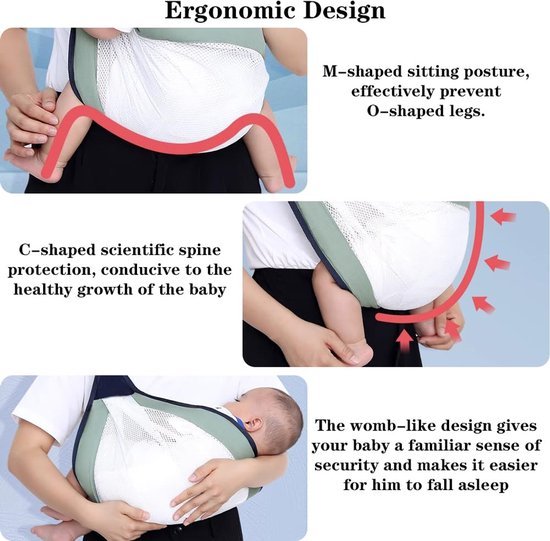 Ibenzoa® Verstelbare en ergonomische babydraagdoek voor comfortabel dragen