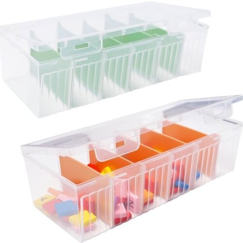 Ibenzoa® Twee transparante kabelorganizer dozen met verstelbare vakken en deksel