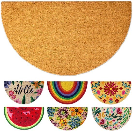 Ibenzoa® Elegante halfronde kokosdeurmat voor binnen en buiten gebruik