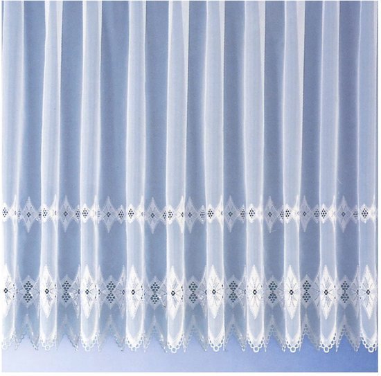 Ibenzoa® Elegant wit vitrage gordijn met macramé en borduurrand voor lichtinval