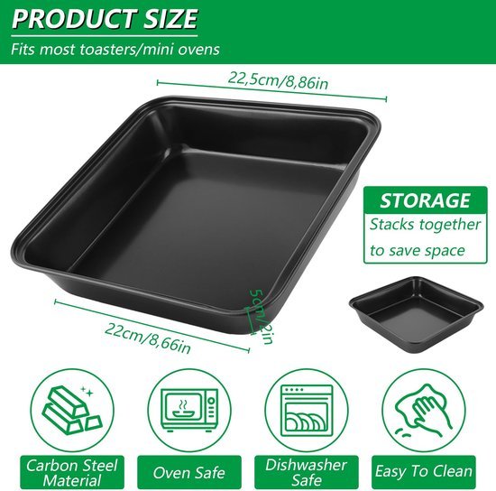 Ibenzoa® Set van drie vierkante ovenschalen met antiaanbaklaag voor veelzijdig gebruik